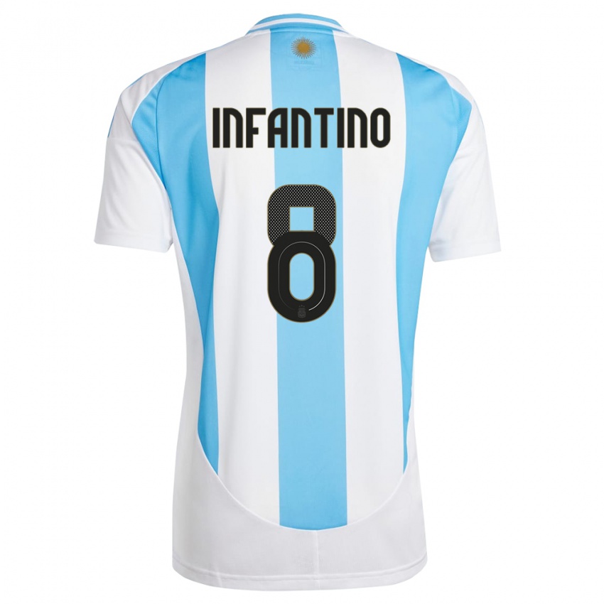 Homem Camisola Argentina Gino Infantino #8 Branco Azul Principal 24-26 Camisa