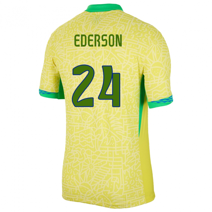 Homem Camisola Brasil Ederson #24 Amarelo Principal 24-26 Camisa