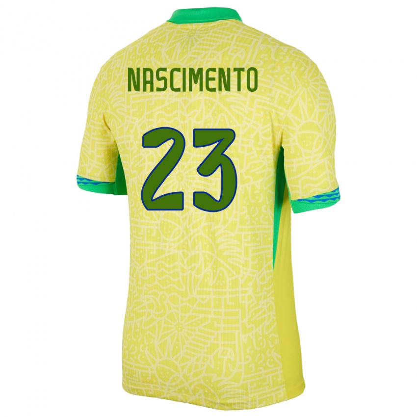 Homem Camisola Brasil Matheus Nascimento #23 Amarelo Principal 24-26 Camisa