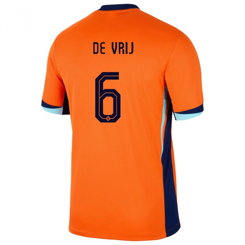 Homem Camisola Países Baixos Stefan De Vrij #6 Laranja Principal 24-26 Camisa