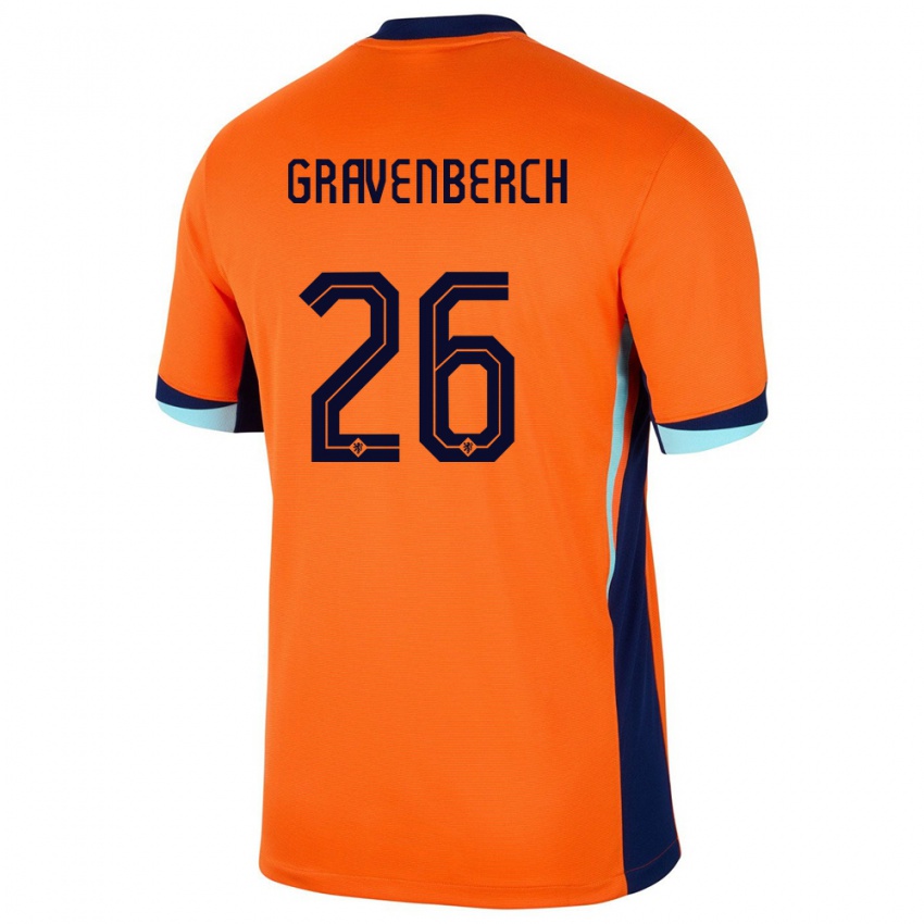 Homem Camisola Países Baixos Ryan Gravenberch #26 Laranja Principal 24-26 Camisa