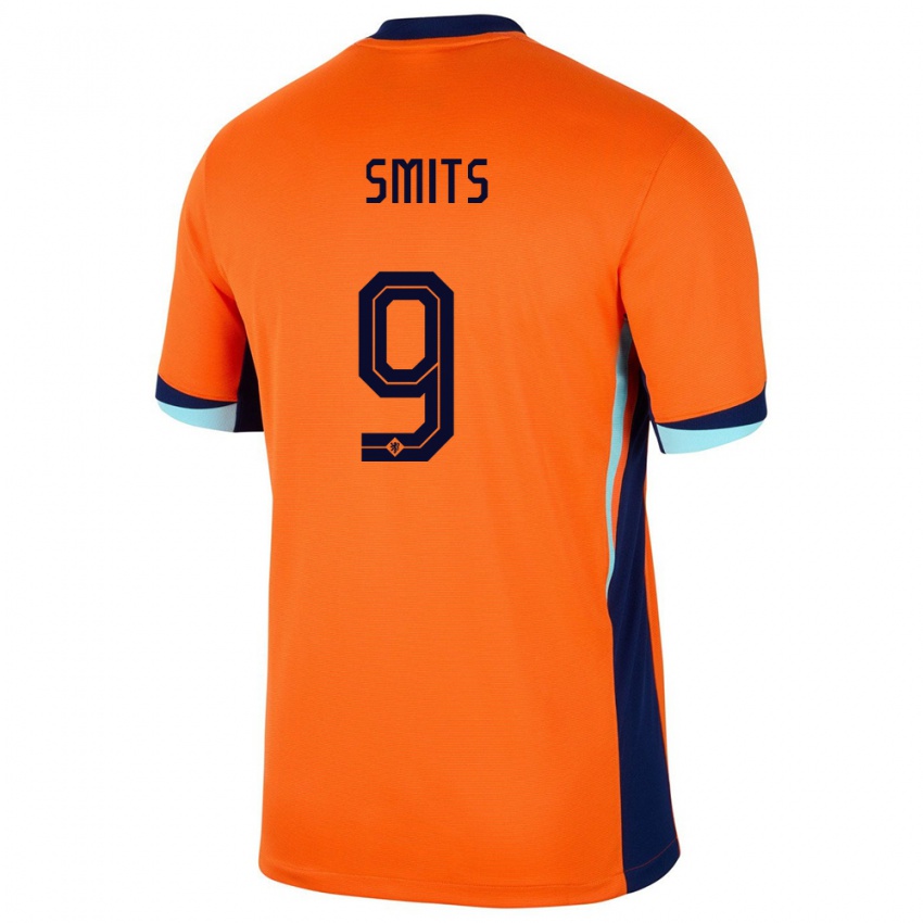 Homem Camisola Países Baixos Joelle Smits #9 Laranja Principal 24-26 Camisa