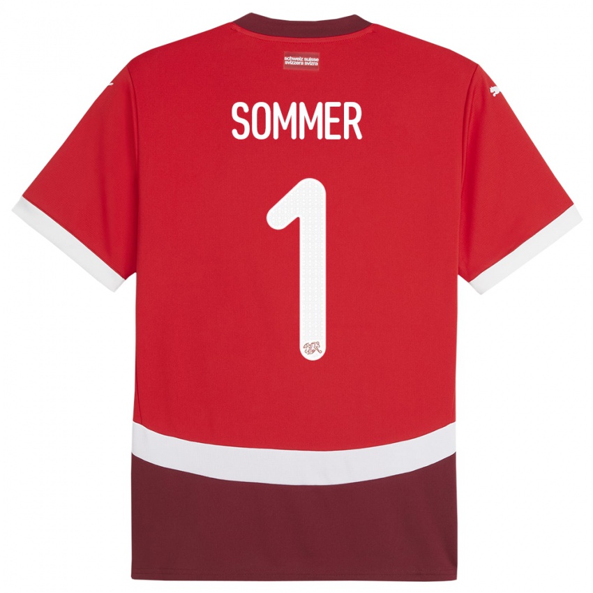 Homem Camisola Suiça Yann Sommer #1 Vermelho Principal 24-26 Camisa