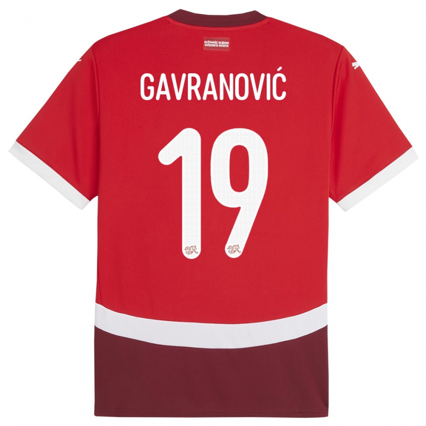 Homem Camisola Suiça Mario Gavranovic #19 Vermelho Principal 24-26 Camisa