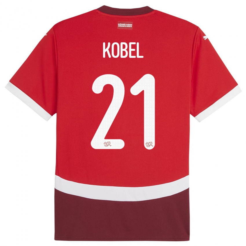 Homem Camisola Suiça Gregor Kobel #21 Vermelho Principal 24-26 Camisa