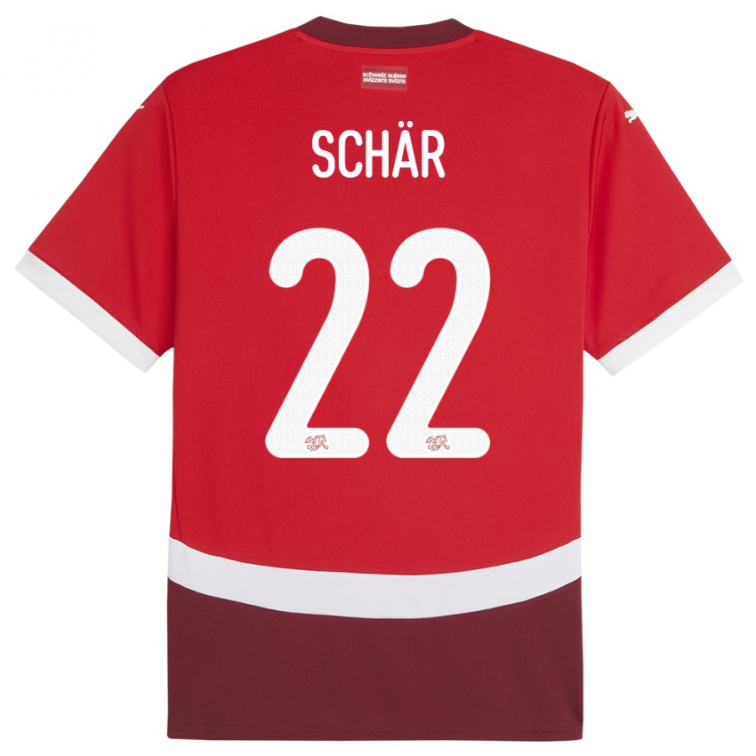 Homem Camisola Suiça Fabian Schar #22 Vermelho Principal 24-26 Camisa