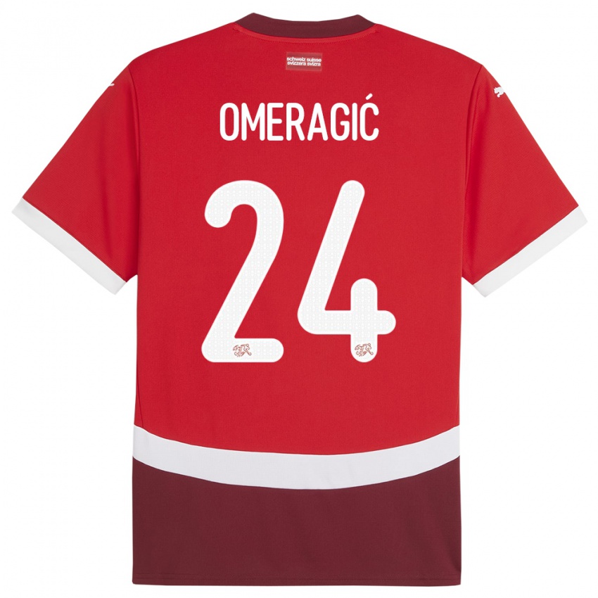 Homem Camisola Suiça Becir Omeragic #24 Vermelho Principal 24-26 Camisa