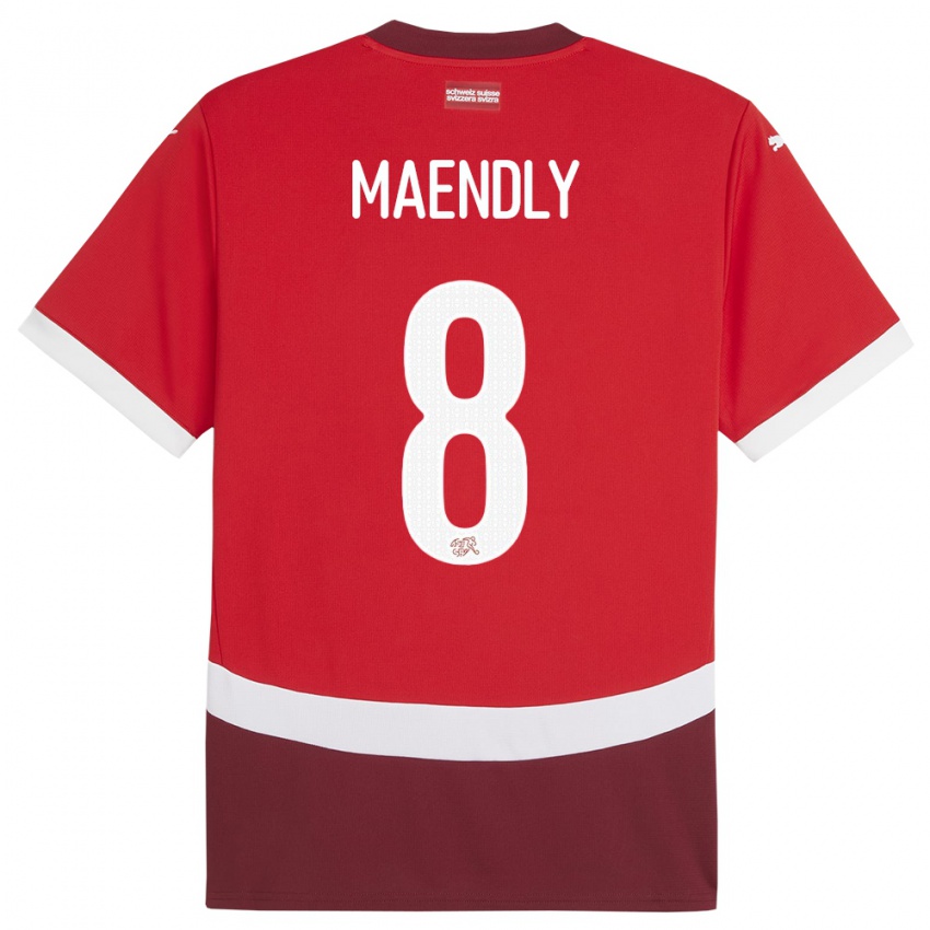 Homem Camisola Suiça Sandy Maendly #8 Vermelho Principal 24-26 Camisa