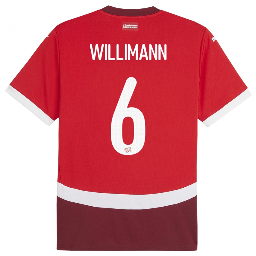 Homem Camisola Suiça Mauricio Willimann #6 Vermelho Principal 24-26 Camisa