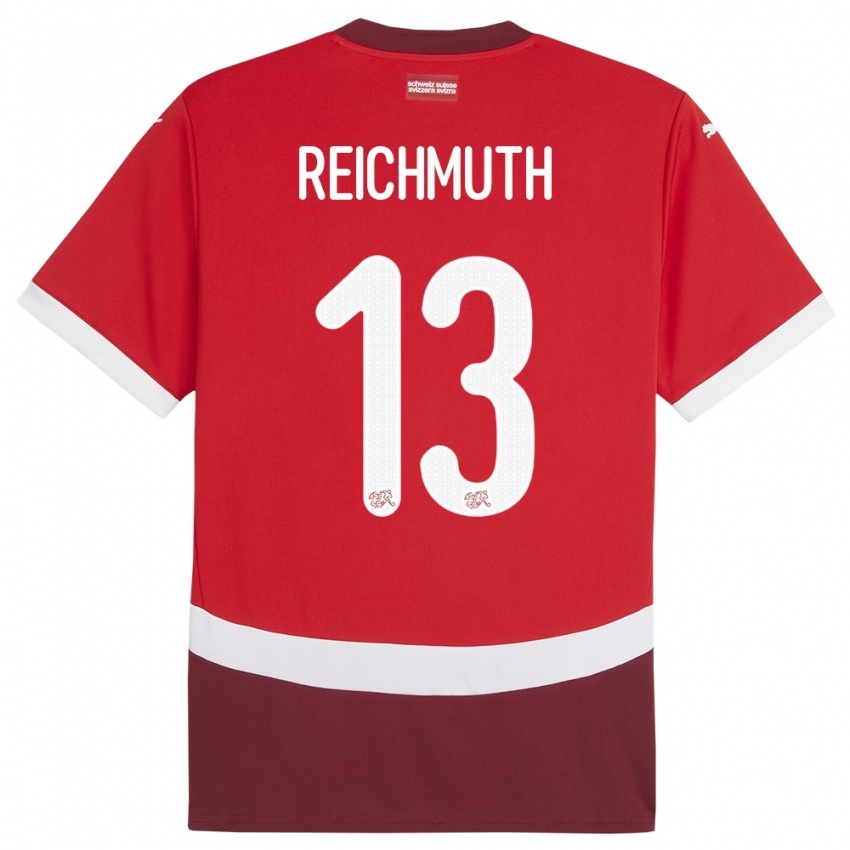 Homem Camisola Suiça Miguel Reichmuth #13 Vermelho Principal 24-26 Camisa