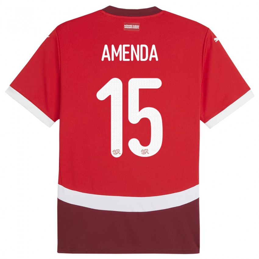 Homem Camisola Suiça Aurele Amenda #15 Vermelho Principal 24-26 Camisa