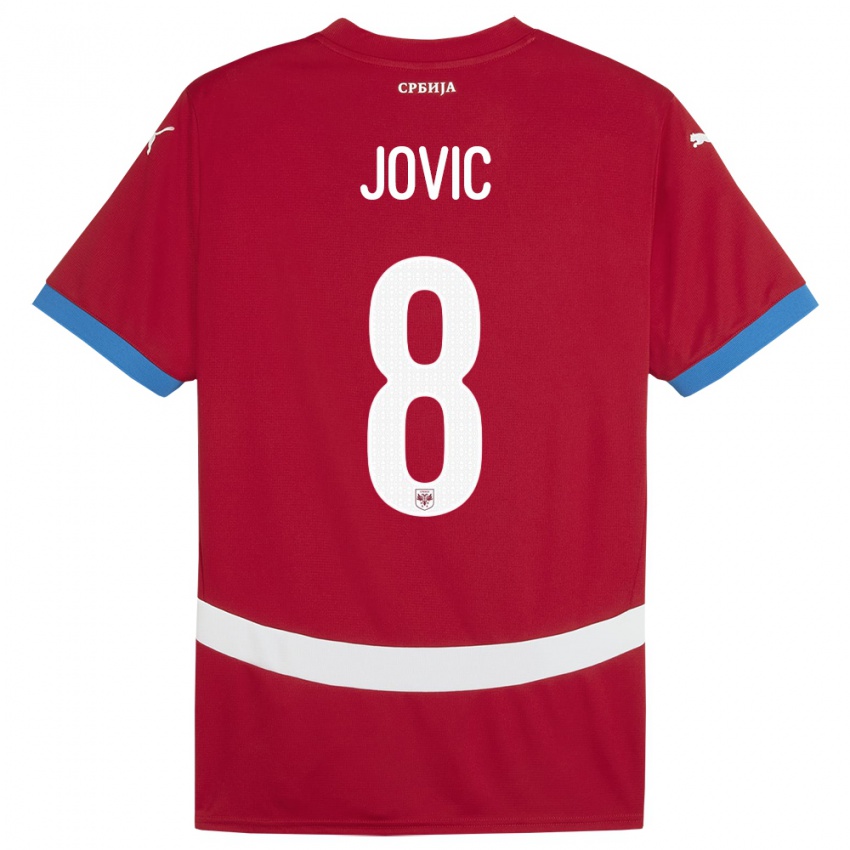 Homem Camisola Sérvia Luka Jovic #8 Vermelho Principal 24-26 Camisa