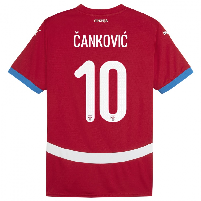 Homem Camisola Sérvia Jelena Cankovic #10 Vermelho Principal 24-26 Camisa