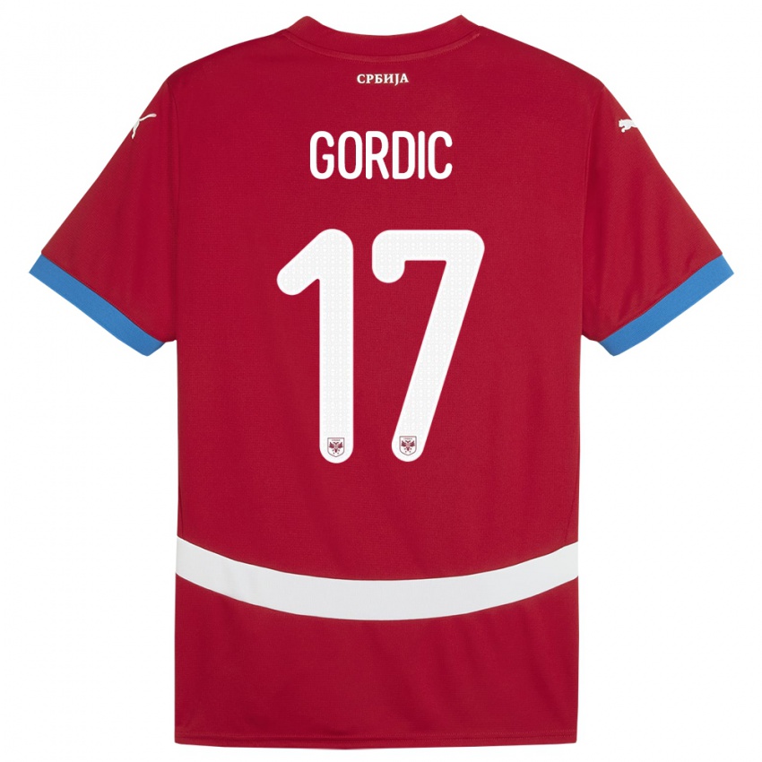 Homem Camisola Sérvia Djordje Gordic #17 Vermelho Principal 24-26 Camisa