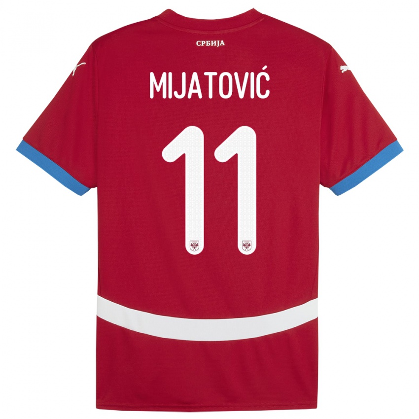 Homem Camisola Sérvia Jovan Mijatovic #11 Vermelho Principal 24-26 Camisa