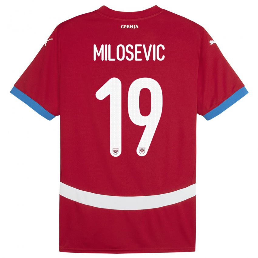 Homem Camisola Sérvia Jovan Milosevic #19 Vermelho Principal 24-26 Camisa