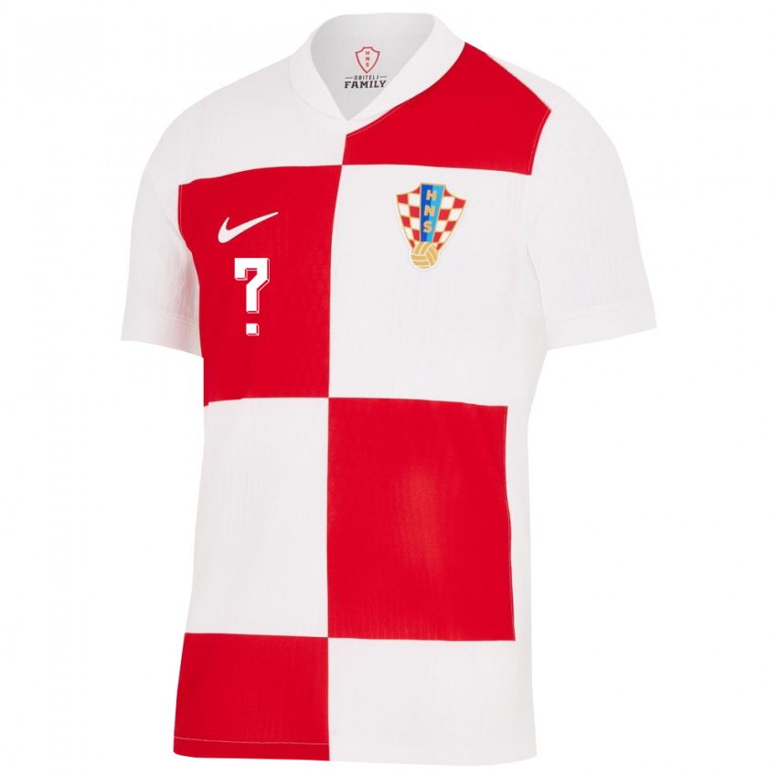 Homem Camisola Croácia Seu Nome #0 Branco Vermelho Principal 24-26 Camisa