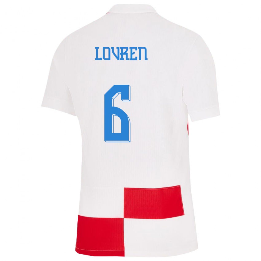 Homem Camisola Croácia Dejan Lovren #6 Branco Vermelho Principal 24-26 Camisa