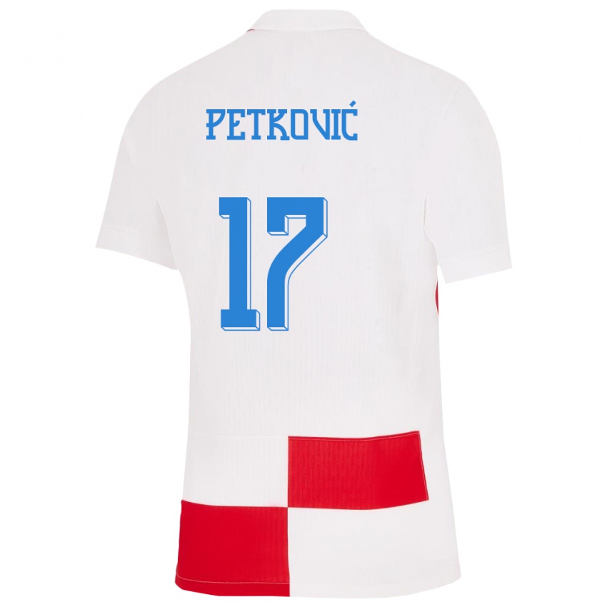 Homem Camisola Croácia Bruno Petkovic #17 Branco Vermelho Principal 24-26 Camisa