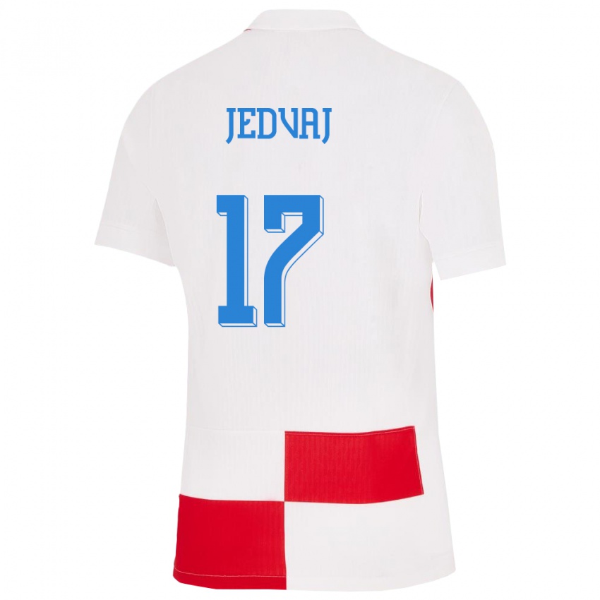 Homem Camisola Croácia Karla Jedvaj #17 Branco Vermelho Principal 24-26 Camisa