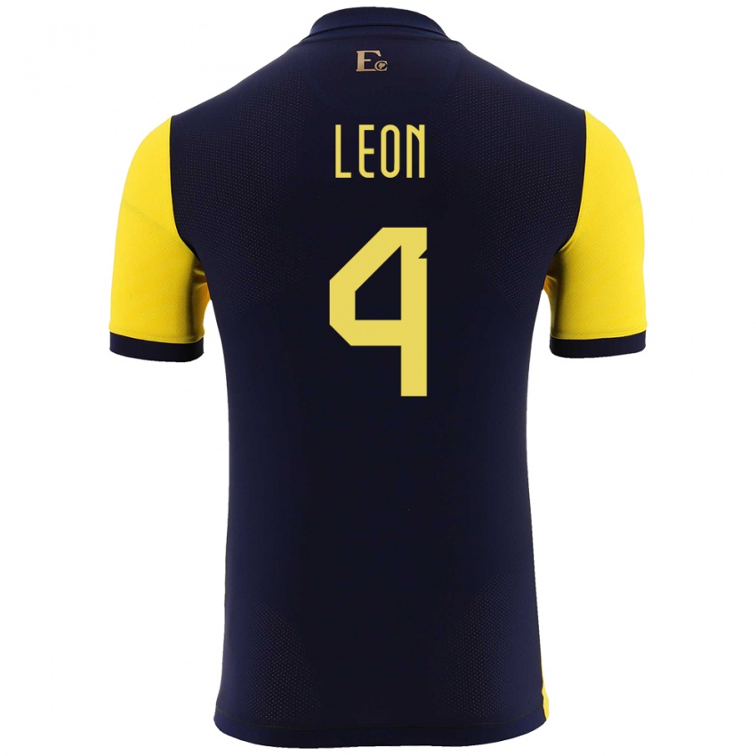 Homem Camisola Equador Fernando Leon #4 Amarelo Principal 24-26 Camisa