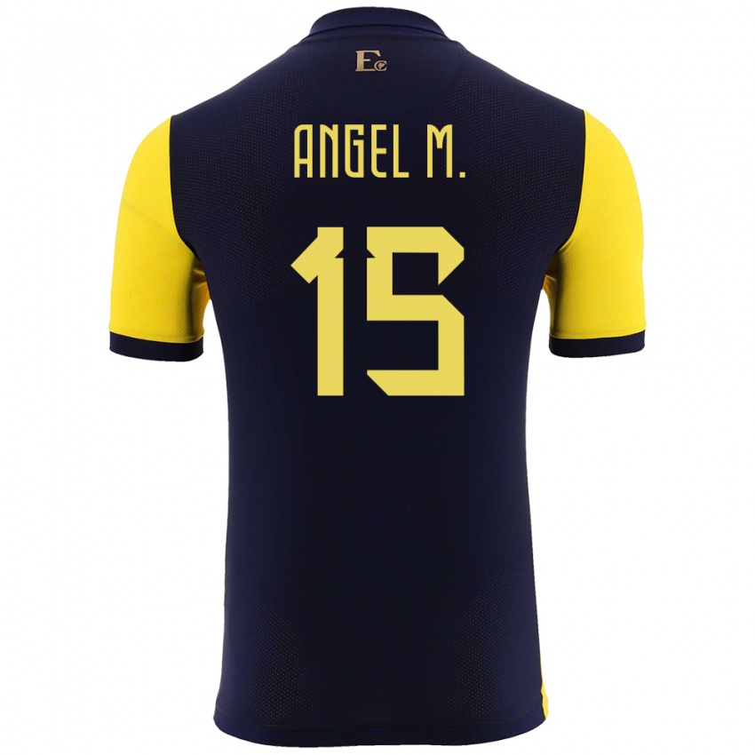 Homem Camisola Equador Angel Mena #15 Amarelo Principal 24-26 Camisa