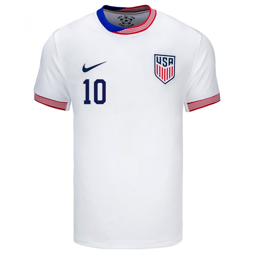 Homem Camisola Estados Unidos Christian Pulisic #10 Branco Principal 24-26 Camisa