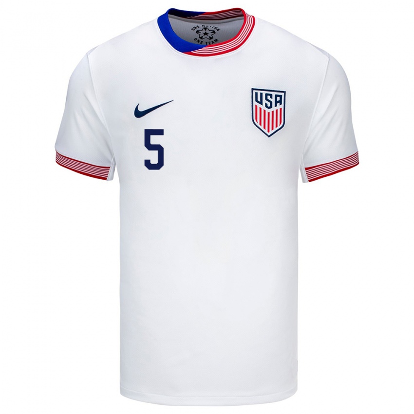 Homem Camisola Estados Unidos Brandan Craig #5 Branco Principal 24-26 Camisa