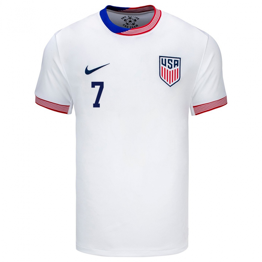 Homem Camisola Estados Unidos Favian Loyala #7 Branco Principal 24-26 Camisa