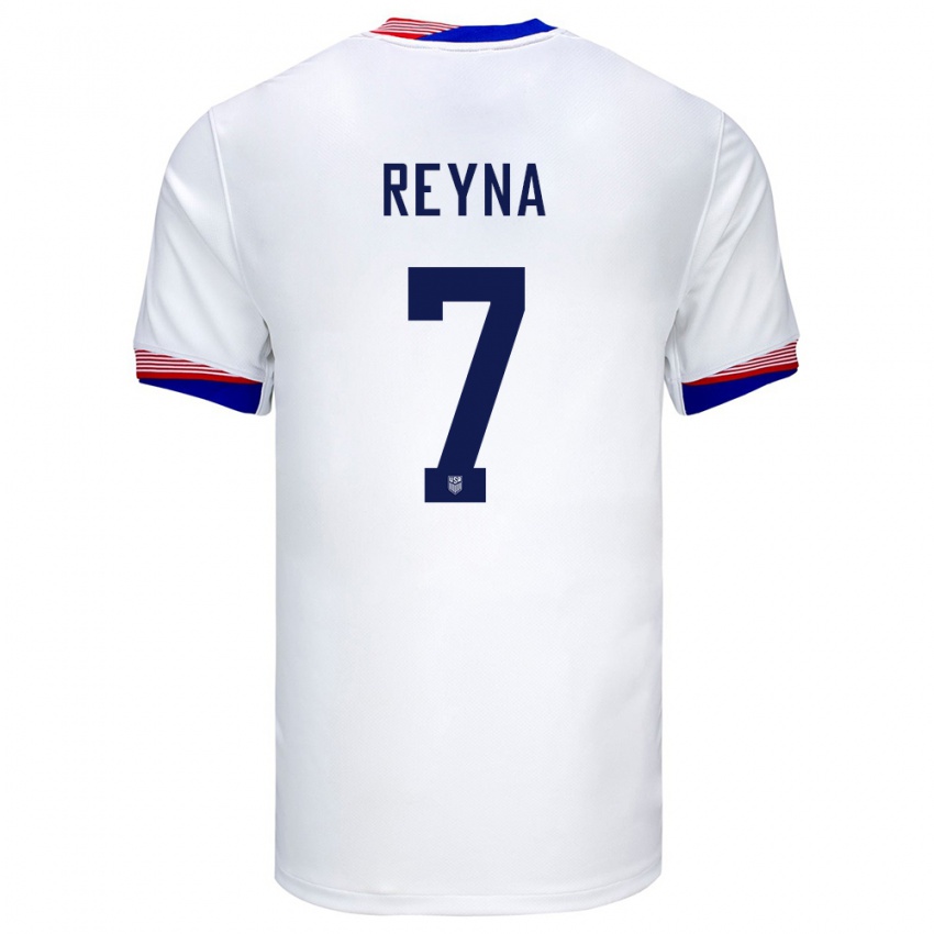 Homem Camisola Estados Unidos Giovanni Reyna #7 Branco Principal 24-26 Camisa