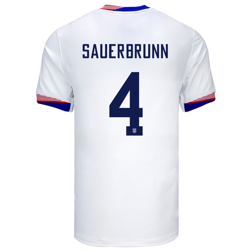 Homem Camisola Estados Unidos Becky Sauerbrunn #4 Branco Principal 24-26 Camisa