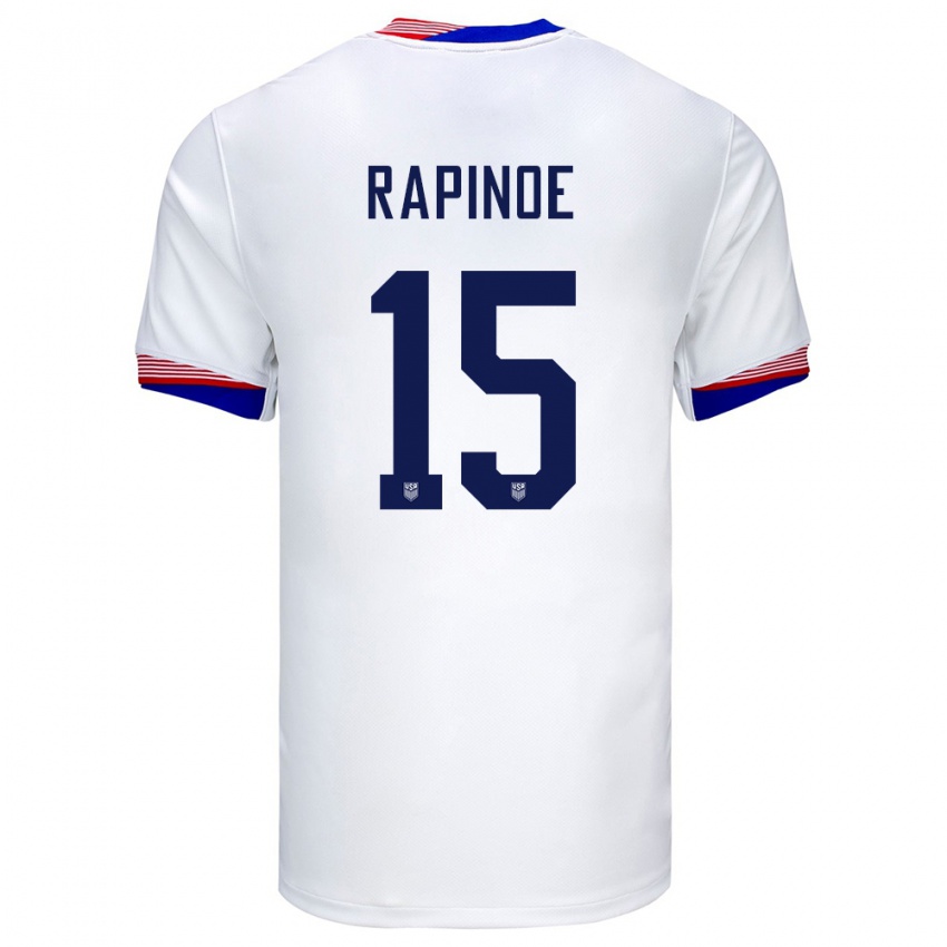 Homem Camisola Estados Unidos Megan Rapinoe #15 Branco Principal 24-26 Camisa