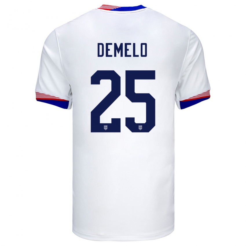 Homem Camisola Estados Unidos Savannah Demelo #25 Branco Principal 24-26 Camisa