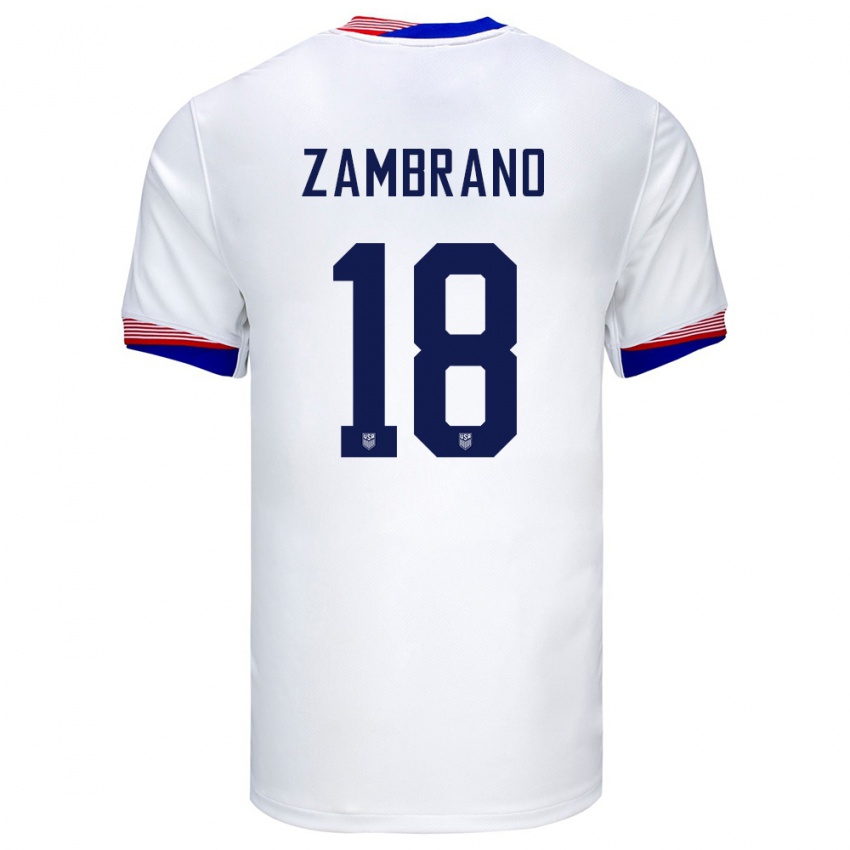 Homem Camisola Estados Unidos Marcos Zambrano #18 Branco Principal 24-26 Camisa