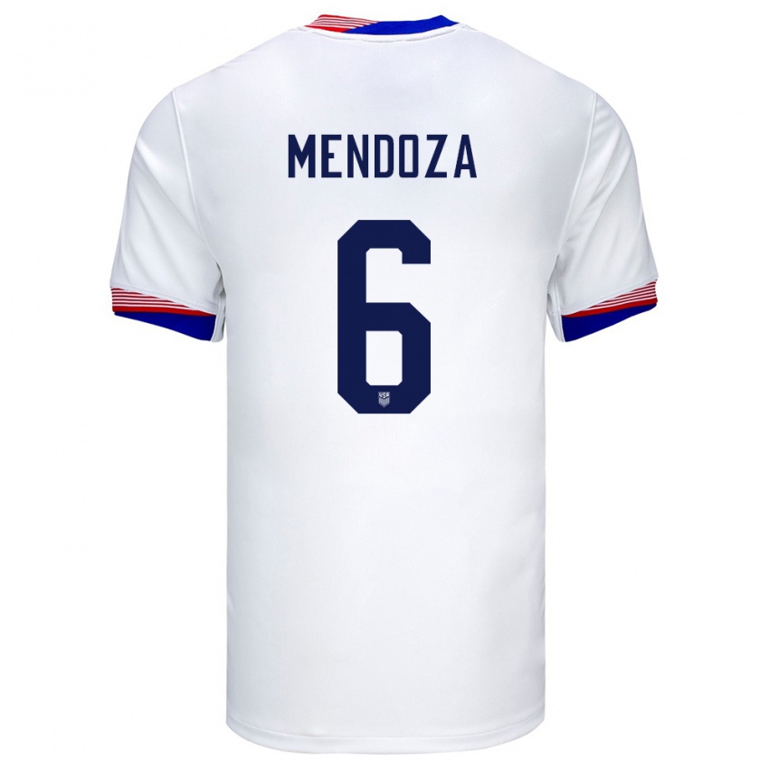 Homem Camisola Estados Unidos Edwyn Mendoza #6 Branco Principal 24-26 Camisa
