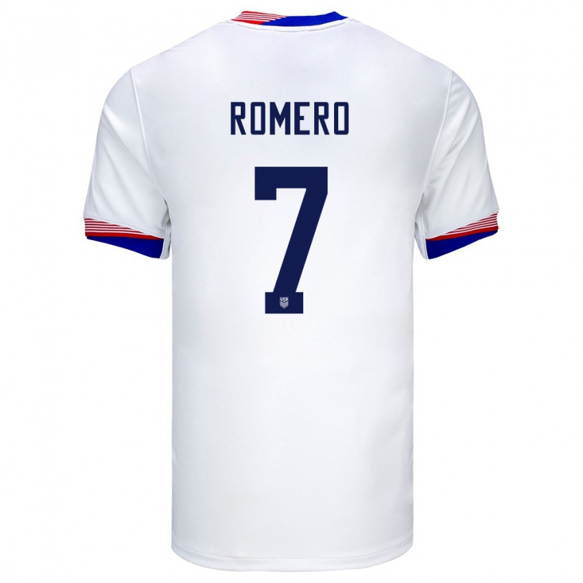 Homem Camisola Estados Unidos Brian Romero #7 Branco Principal 24-26 Camisa