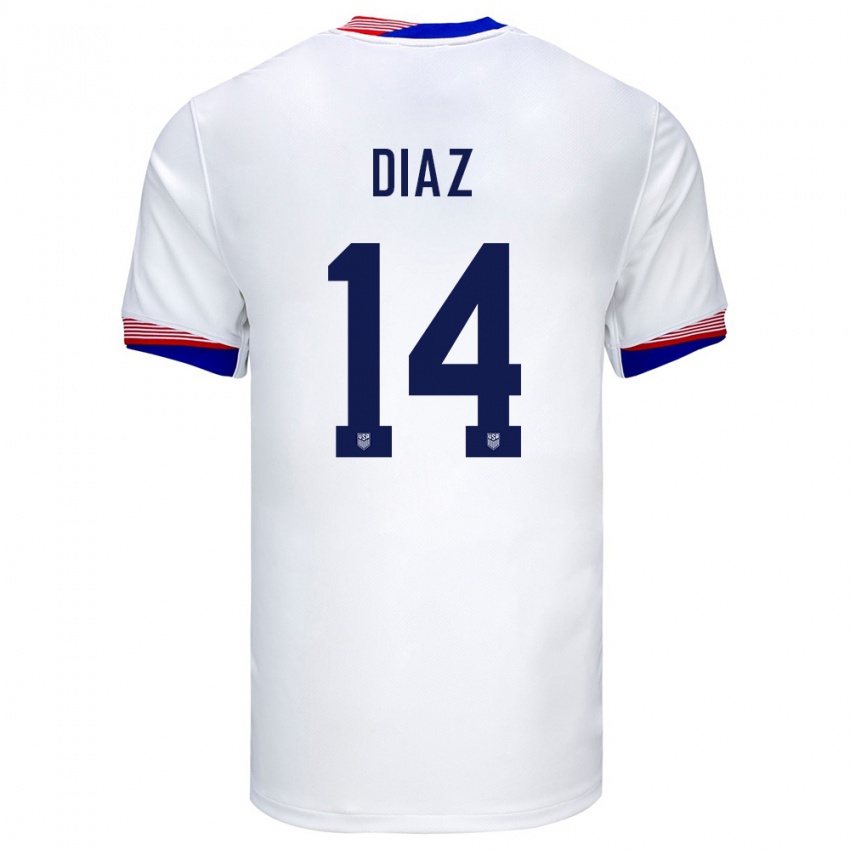 Homem Camisola Estados Unidos Christian Diaz #14 Branco Principal 24-26 Camisa