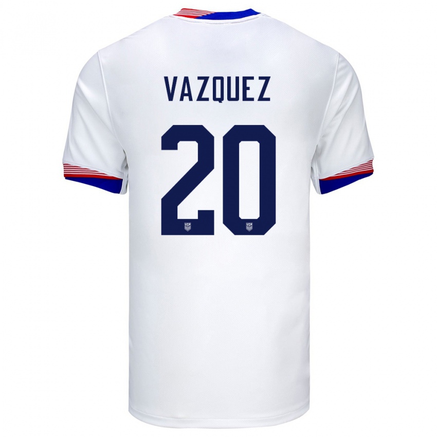 Homem Camisola Estados Unidos David Vazquez #20 Branco Principal 24-26 Camisa