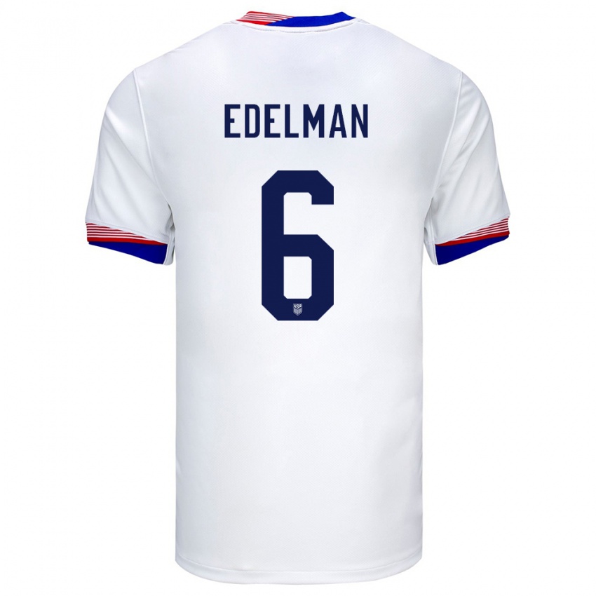 Homem Camisola Estados Unidos Daniel Edelman #6 Branco Principal 24-26 Camisa