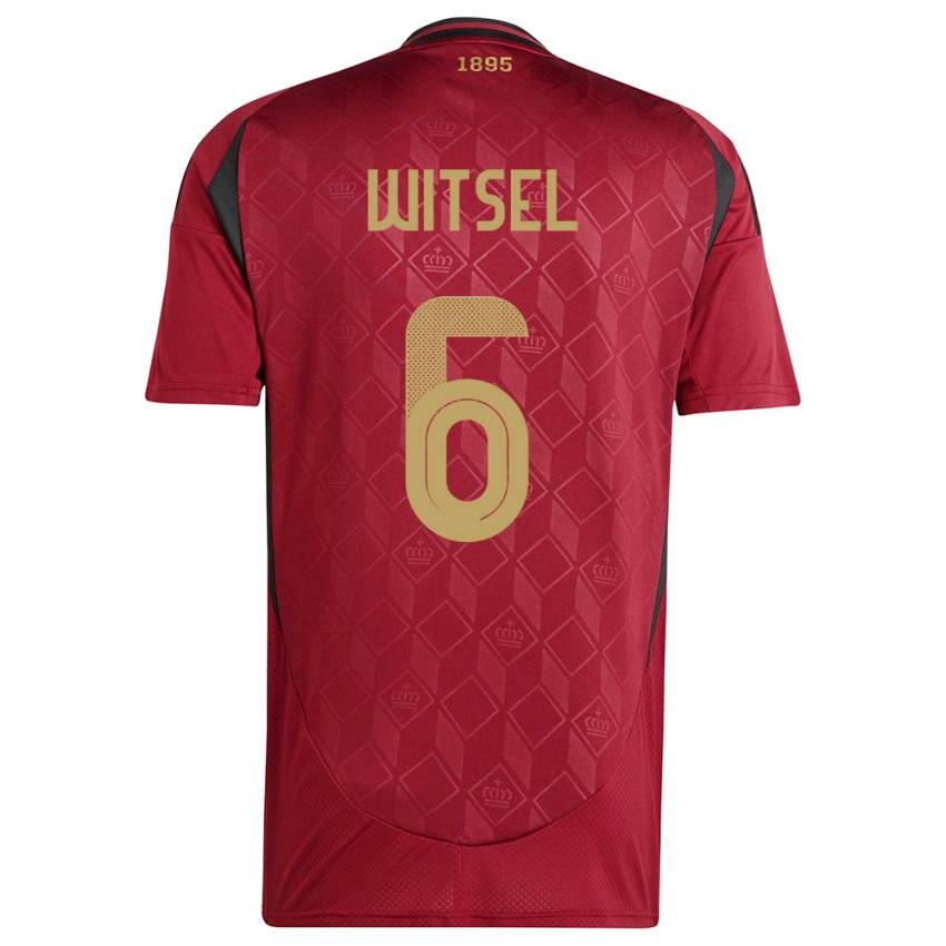 Homem Camisola Bélgica Axel Witsel #6 Borgonha Principal 24-26 Camisa