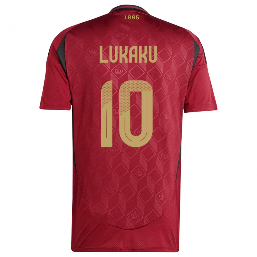 Homem Camisola Bélgica Romelu Lukaku #10 Borgonha Principal 24-26 Camisa