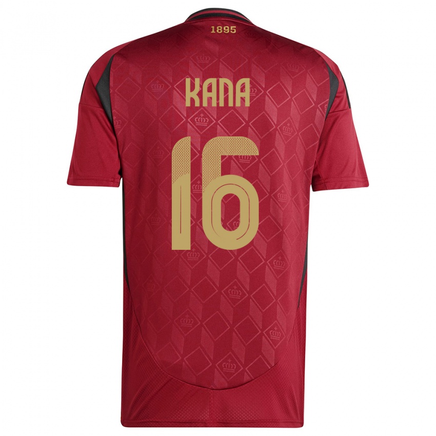 Homem Camisola Bélgica Marco Kana #16 Borgonha Principal 24-26 Camisa