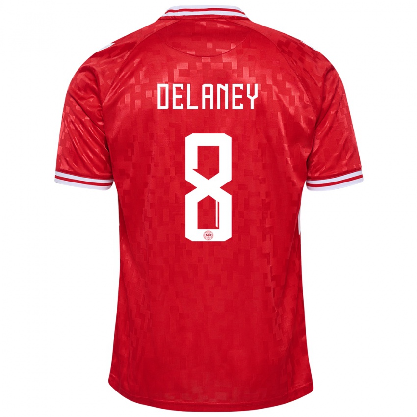 Homem Camisola Dinamarca Thomas Delaney #8 Vermelho Principal 24-26 Camisa