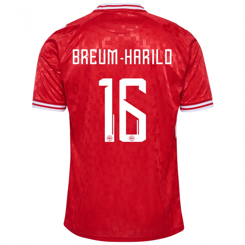 Homem Camisola Dinamarca Tobias Breum-Harild #16 Vermelho Principal 24-26 Camisa