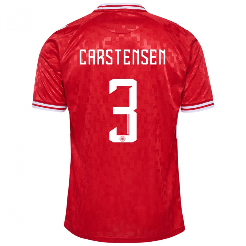 Homem Camisola Dinamarca Rasmus Carstensen #3 Vermelho Principal 24-26 Camisa