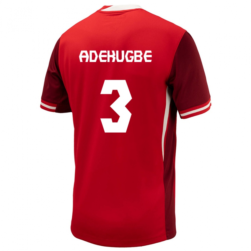 Homem Camisola Canadá Samuel Adekugbe #3 Vermelho Principal 24-26 Camisa