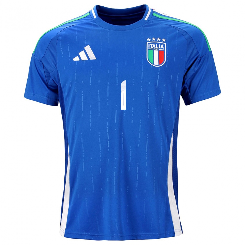 Homem Camisola Itália Gianluigi Donnarumma #1 Azul Principal 24-26 Camisa