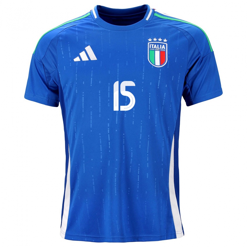 Homem Camisola Itália Francesco Acerbi #15 Azul Principal 24-26 Camisa