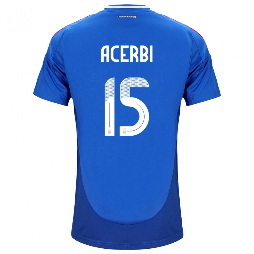 Homem Camisola Itália Francesco Acerbi #15 Azul Principal 24-26 Camisa