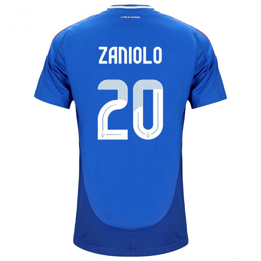 Homem Camisola Itália Nicolò Zaniolo #20 Azul Principal 24-26 Camisa